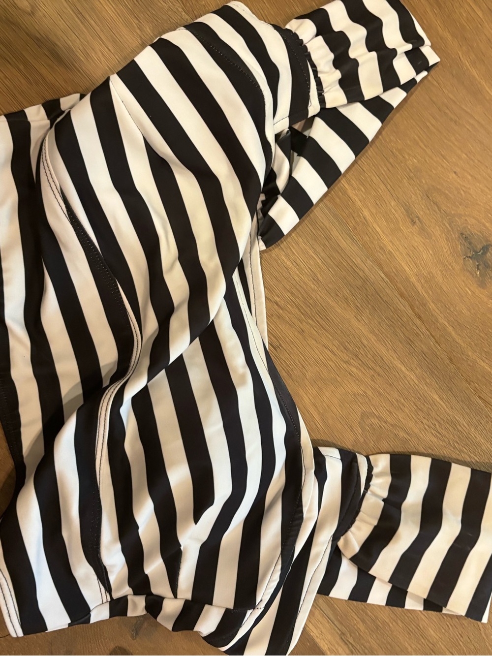 Albion Black and White Striped Women’s Swim Top